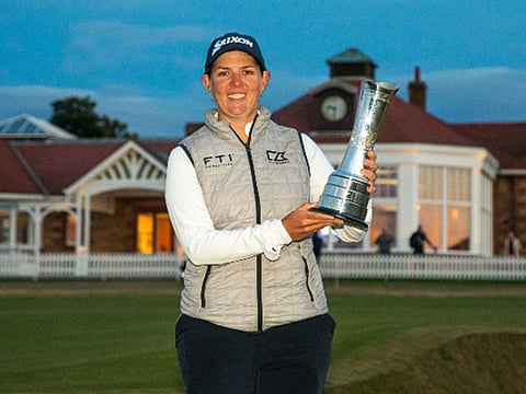 South African Ashleigh Buhai with her Women's AIG Open trophy.