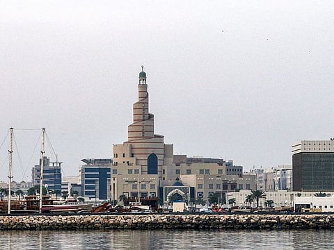 A view of the spiral minaret at the mosque of the Abdullah bin Zaid Al Mahmoud Islamic Cultural Centre (Fanar) in Qatar's capital Doha. Saudi Arabia has opened an expanded border crossing with Qatar.