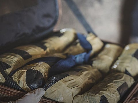 The cocaine found in the lining of a suitcase at Abu Dhabi international Airport.