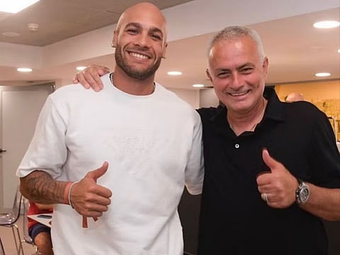 Roma manager Jose Mourinho left his fans wondering if sprinter Lamont Marcell Jacobs would have made a great footballer in another life after jokingly showing off the signing of the Olympic 100m champion.