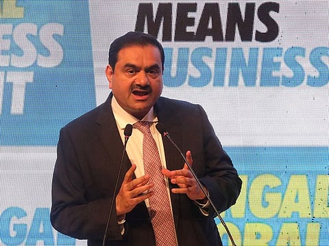 File photo: Indian billionaire Gautam Adani addresses delegates during the Bengal Global Business Summit in Kolkata, India.