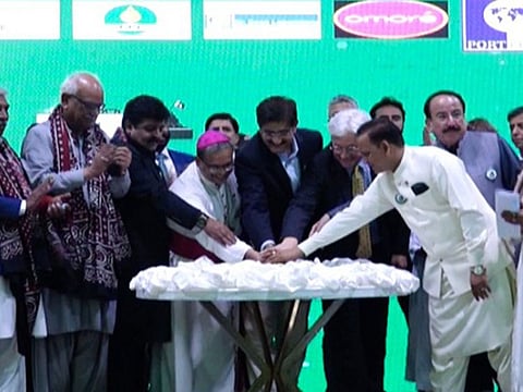 Sindh chief minister and minority leaders at the celebrations.