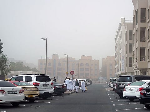 A sudden change of weather and sandstorm causes a visibility hinderance to motorists and pedestrians in Dubai.