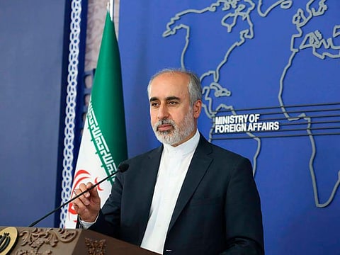 Foreign Ministry spokesperson Nasser Kanaani speaks in Tehran. Kanaani denied that Tehran was involved in the assault on author Salman Rushdie.