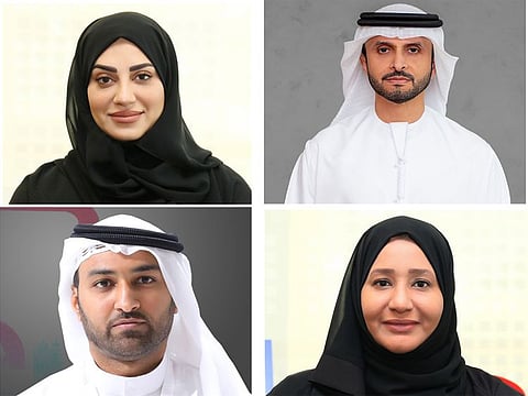 (clockwise from top left) Mona Mohammed Abdullah Buhumaid Al Tamim, Matar Saeed Obaid Khalifa Al Humair, Iman Saleh Salem Ismail bin Khatam, Issa Abdullah Khamis bin Natouf Al Falasi