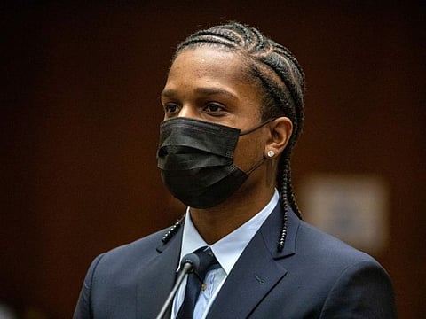 Rapper A$AP Rocky appears in a Los Angeles Superior courtroom on Wednesday, Aug. 17, 2022, and pleaded not guilty to assault charges stemming from a November 2021 run-in with a former friend in Hollywood.