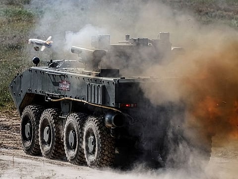 Illustrative image. Russian BMP K-17 fighting vehicle fires a missile during International Military and Technical Forum 2022 in Alabino outside Moscow, on August 17, 2022.