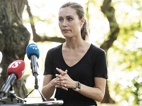 Prime Minister of Finland Sanna Marin holds a news conference after videos of her partying leaked into social media and sparked criticism earlier this week, in Helsinki, Finland August 19, 2022.