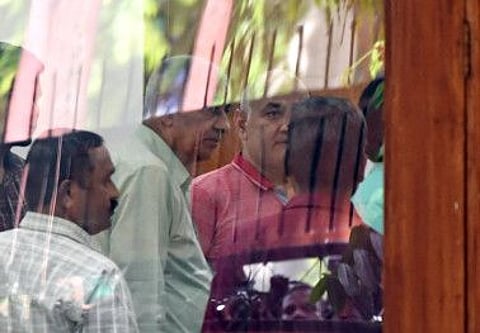 Delhi Deputy CM Manish Sisodia at his residence during a Central Bureau of Investigation (CBI) raid in connection with alleged irregularities in Delhi Excise Policy, in New Delhi, Friday, August 19, 2022.