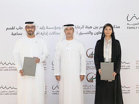 The MoU covers social case management services, prevention, treatment, rehabilitation, training, and data sharing on people of determination and their families