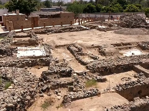Still from Sharjah TV video showing the ruins