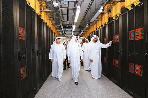 Saeed Mohammed Al Tayer reviews work progress in the largest green data centre in the Middle East and North Africa in Dubai