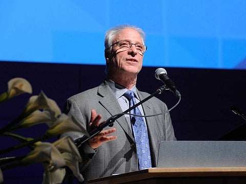 Bob LuPone, former director of The New School for Drama, speaks at a celebration marking the opening of The New School's University Center on January 23, 2014, in New York City. LuPone, who as an actor earned a Tony nomination in the original run of “A Chorus Line” and went on to help lead the influential off-Broadway theatre company MCC Theatre for almost 40 years, died Saturday, August 27, 2022.