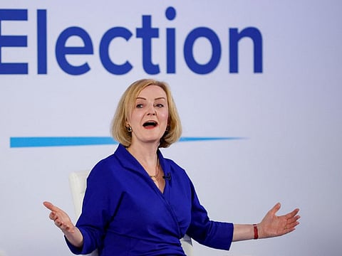 Conservative leadership candidate Liz Truss answers questions at a hustings event, part of the Conservative party leadership campaign, in Norwich, Britain, August 25, 2022.