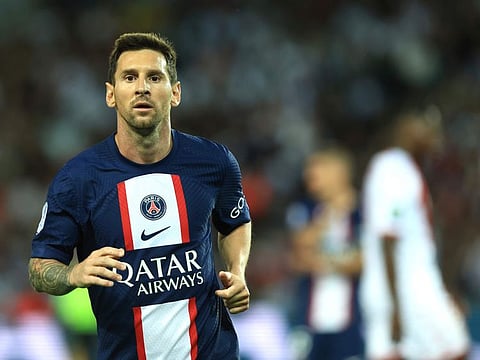 PSG's Lionel Messi looks on during the French League One match against Monaco at the Parc des Princes in Paris, France.