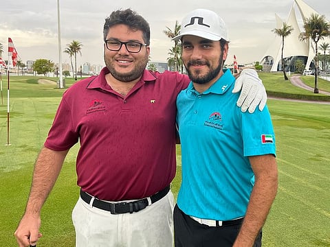 UAE Team golfers Khalid Yousuf (left) and Ahmad Skaik at Dubai Creek Golf and Yacht Club, prior to travelling to France to represent the UAE and EGF in the Eisenhower Trophy.