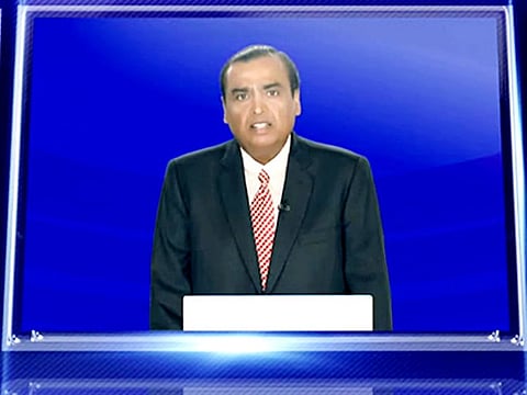 Reliance Industries Chairman Mukesh Ambani virtually addresses the 45th Annual General Meeting of Reliance Industries Limited, in Mumbai on Monday.