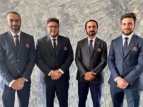 Team UAE at the official photo ceremony for all teams at the 2022 Eisenhower Trophy, (left to right), Abdalla Al Musharrekh, Khalid Yousuf, Non-Playing Captain Akram Skaik and Ahmad Skaik.