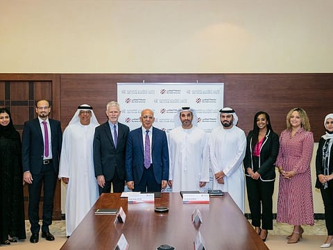 A Memorandum of Understanding (MoU) has been signed by Hareb Al Mheiri, ADRO executive director, and Professor Waqar Ahmad, Abu Dhabi University chancellor to grant a total of 100 scholarships to outstanding international students