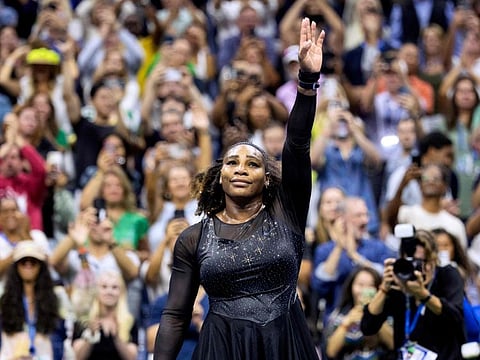Game over... Serena Williams waves to the crowd after losing against Australia's Ajla Tomljanovic during their 2022 US Open Tennis tournament women's singles third round match at the USTA Billie Jean King National Tennis Center in New York.