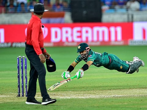 Muhammad Rizwan of Pakistan in action against India during the Super Four of DP World Asia Cup 2022 at the Dubai International Cricket Stadium.