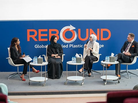 Speakers during a press conference to launch 'Rebound Plastic Exchange' programme in Abu Dhabi on Monday