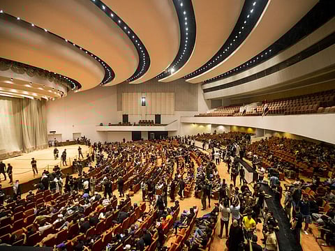 Followers of Shiite cleric Moqtada Sadr in the parliament building during a sit-in protest, in Baghdad, on August 4, 2022.