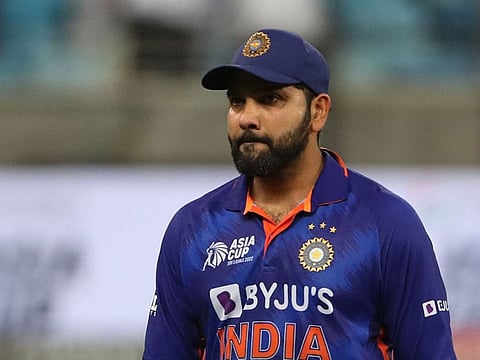 India's captain Rohit Sharma leaves the field at the end of the Asia Cup match against Sri Lanka at the Dubai International Stadium on September 6, 2022.