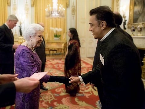 The late Queen Elizabeth with Kamal Haasan.