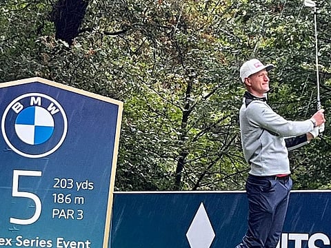 Dubai-based Adrian Meronk in action on the course at the BMW PGA Championship.