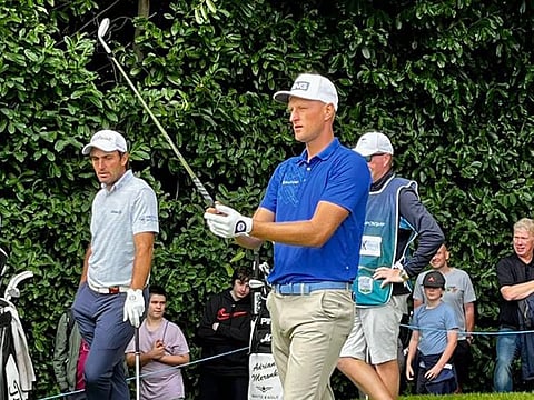 Dubai-based Adrian Meronk at the first tee for today’s second round at the BMW PGA Championship on the DP World Tour.