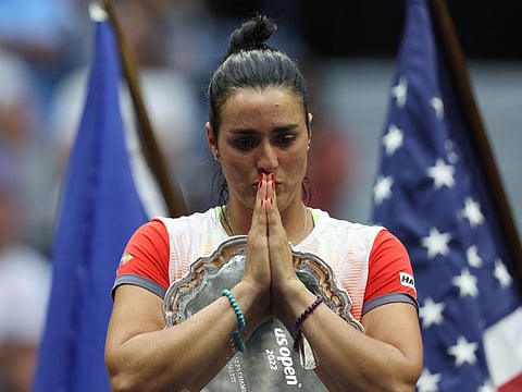 Tunisia's Ons Jabeur looks dejected after the match.
