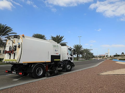 A Tadweer vehicle keeping the roads pristine in Abu Dhabi
