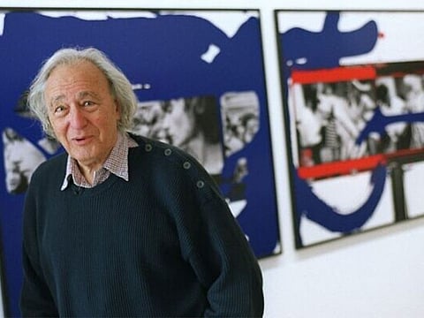 William Klein posing at The Maison Européenne de la Photographie in Paris