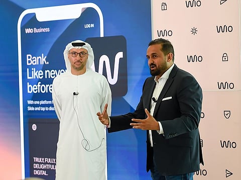 Wio is among the handful of digital-only banks that will launch in the UAE. Its shareholders include ADQ, e&, FAB and Alpha Dhabi. Pictured here are Salem Al Nuaimi, Chairman of the Board, and Jayesh Patel, CEO, Wio Bank.