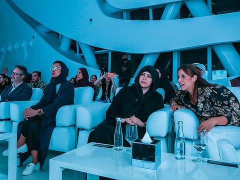 Sheikha Latifa bint Mohammed bin Rashid Al Maktoum (second from right) attended the show at Museum of the Future, marking Italian fashion and design school Istituto Marangoni’s Middle Eastern debut in Dubai