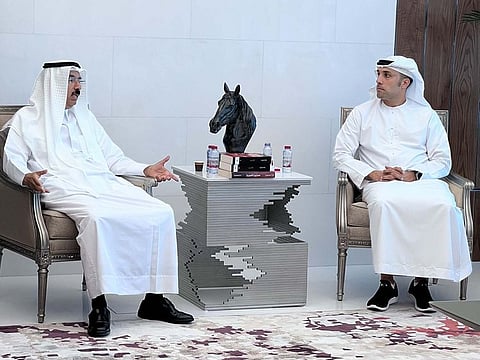 Mohammed Ahmad Al Murr (left), chairman of MBRL Foundation, welcomed the MBRSC delegation led by its director-general Salem Al Marri (right)