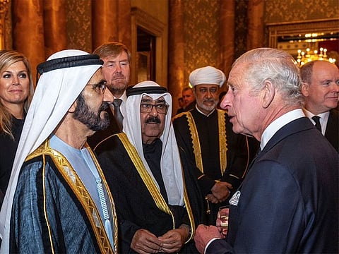 Sheikh Mohammed meets King Charles III at Buckingham Palace in London, offers his deepest condolences on the passing of Queen Elizabeth II.