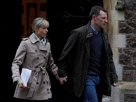 Kate and Gerry McCann leave after a service to mark the 10th anniversary of the disappearance of their daughter Madeleine at St Mary and St John church in Rothley, Britain May 3, 2017.