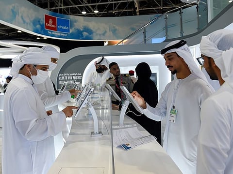 Applicants at the Emirates pavilion, which has 500 job positions available for Emiratis
