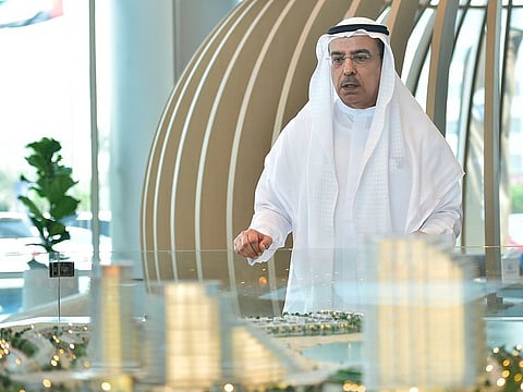 Dubai Investments makes a pan-Emirates push with its RAK project. Pictured here is Khalid Bin Kalban, Vice Chairman and CEO, Dubai Investments, talks with media at Danah Bay Sales Centre in Dubai Investments HQ, DIP.