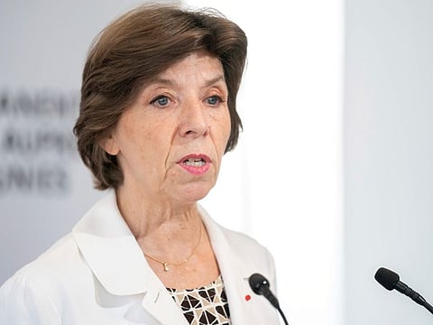 French Foreign Minister Catherine Colonna speaks at a press conference at the French Mission on Monday. She said: “There will not be a better offer on the table and it’s up to Iran to take the right decisions."