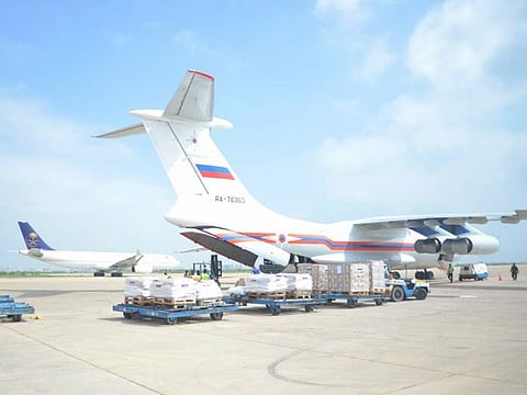 Russia sent first relief assistance flight for flood victims in Pakistan. The flight landed at Karachi Airport on September 21, 2022.