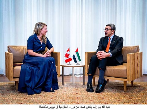 Sheikh Abdullah during meeting with Mélanie Joly, Minister of Foreign Affairs of Canada in New York