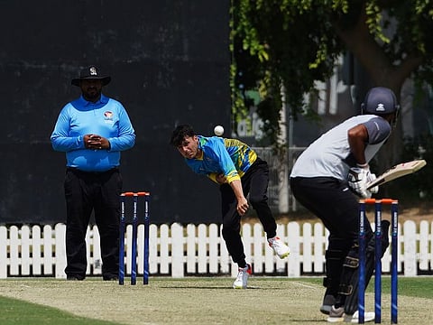 UAE team players during a practice match in preparation for the Twenty20 series against Bangladesh at the ICC Cricket Academy Oval on Thursday.