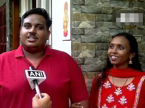 Anoop with his wife Maya after they had won the lottery.