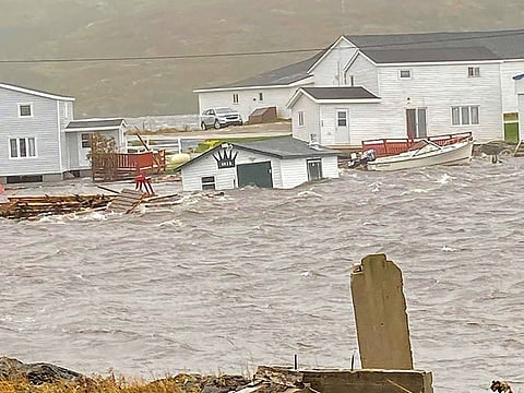 This September 24, 2022, image courtesy of Michael King, special advisor to Newfoundland and Labrador Premier Andrew Furey, and his family, shows damaged caused by post-tropical storm Fiona on the Burnt Islands, in the Newfoundland and Labrador Province of Canada.