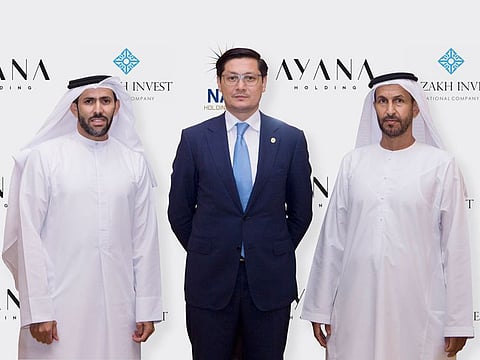 (From Left: Abdulla Lahej, Chairman of Ayana Holding; Ruslan Ibraimov, Deputy Chairman of the Management Board, Kazakh Invest National Company; Mohammad Helal Salem, Chairman of Nad Al Shiba Holding) At the ground level, the Kazakh Invest National Co. will asset the Dubai firms activate and implement the high-profile project.