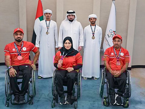 Sheikh Ahmed met the medal winners of the fifth Islamic Solidarity Games, held last month in Konya, Turkey. UAE won a record 10 medals including three gold, two silver and five bronze in three sporting disciplines.