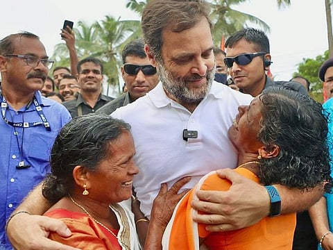 Congress leader Rahul Gandhi interacts with public during the Congress party's Bharat Jodo Yatra on the 21st day in Malappuram on Wednesday
